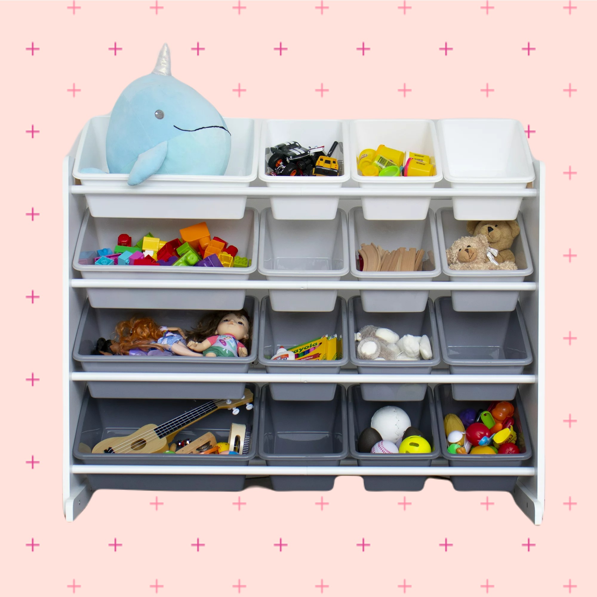 Qaba Childrens Toy Storage & Bin Organizer with 3 Separate